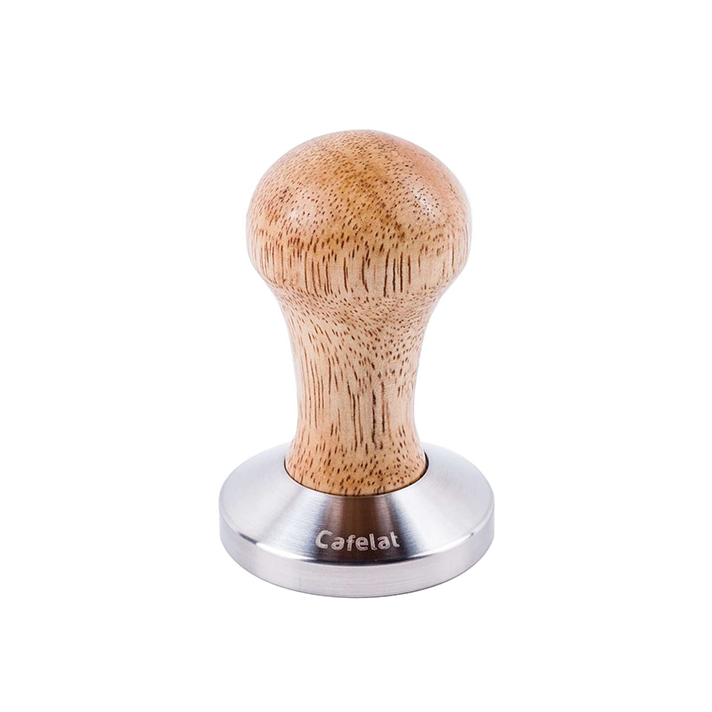 Class Coffee Tamper, Natural Wood Handle With Flat Bottom 58.5 mm