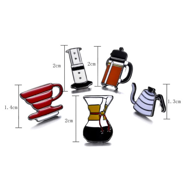 Coffee Barista Pins Accessories 5 Pieces Set